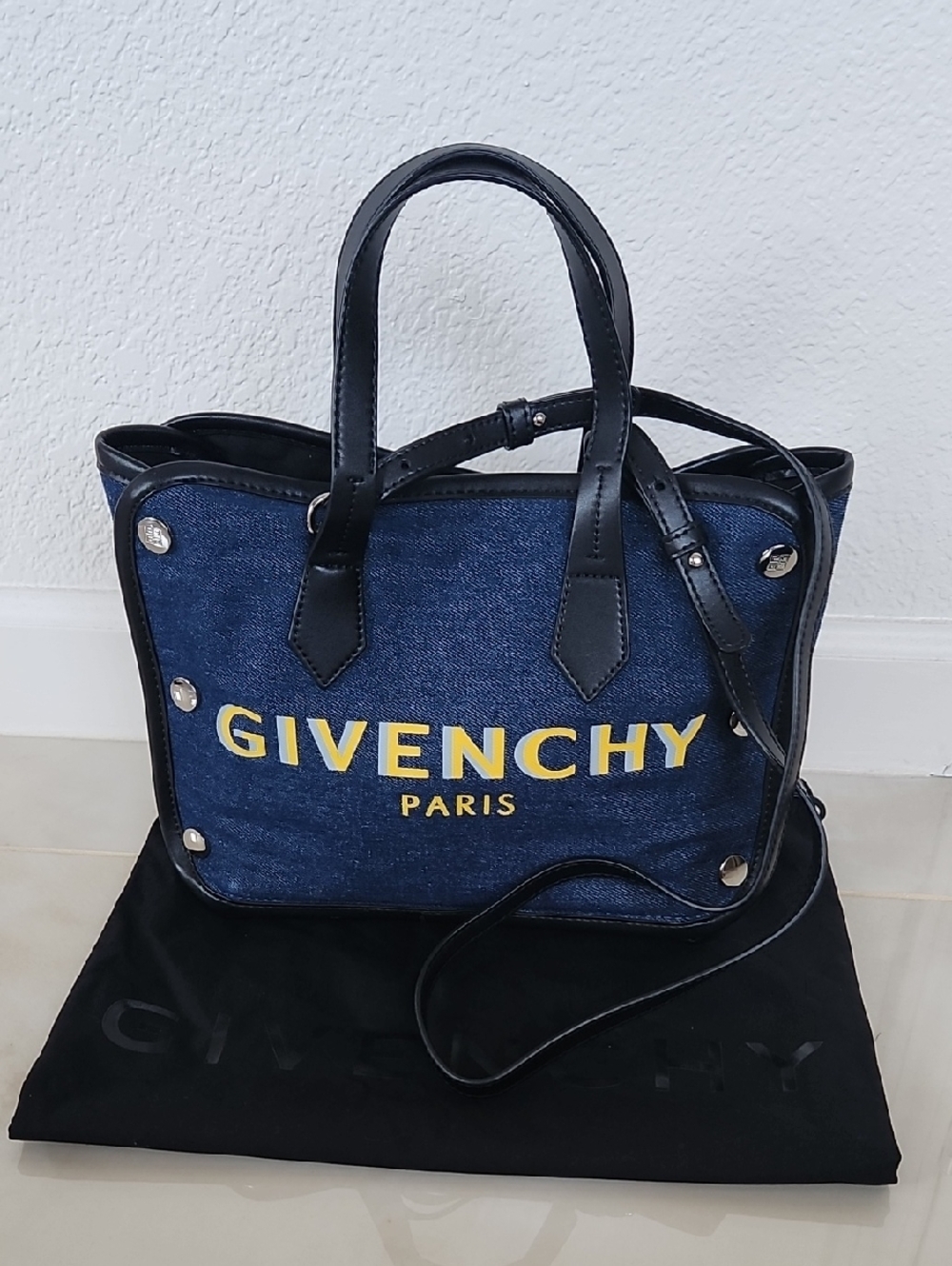 Designer Inspired Mini Shopper Blue Denim Satchel Tote